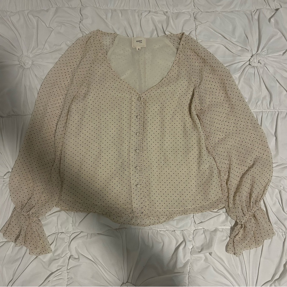 Reset by Jane Cream Polka Dot Blouse